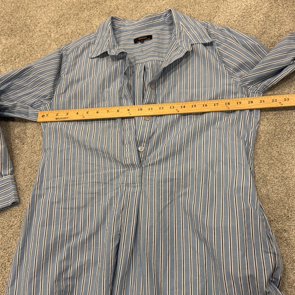 Quince 100% Organic Cotton Poplin Drop Waist Shirt Dress Blue Stripe size medium - Picture 10 of 11